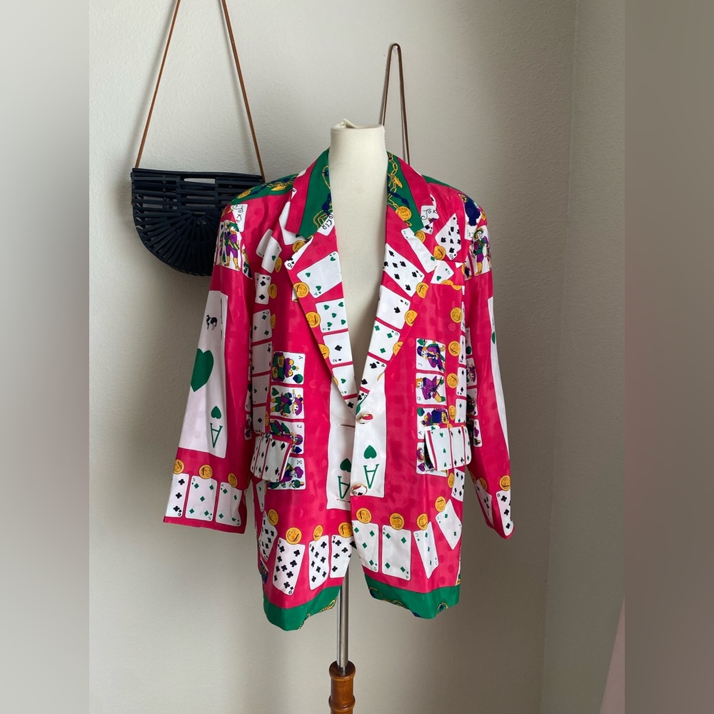 Vintage Mighty Pink Playing Card Ace Blazer Jacket